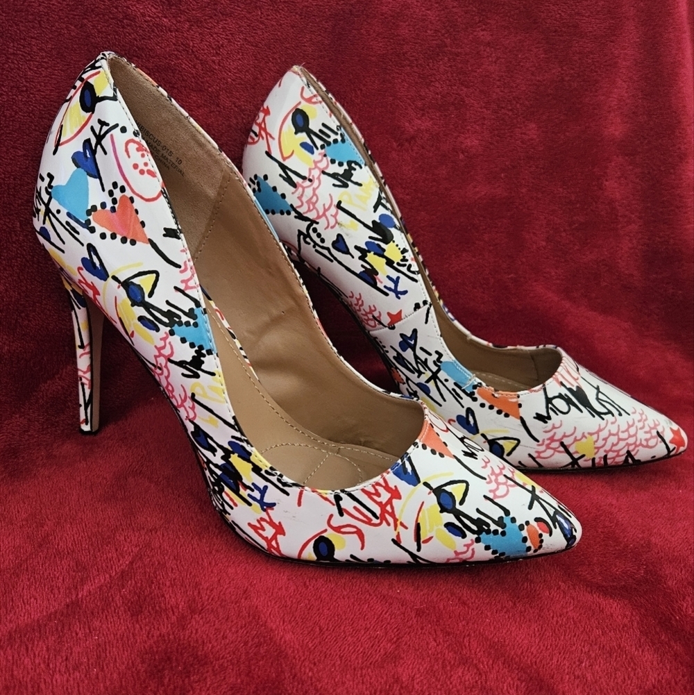 Rouge Helium Multi-Color Stiletto Heels Faux Patent Leather-Size 10
